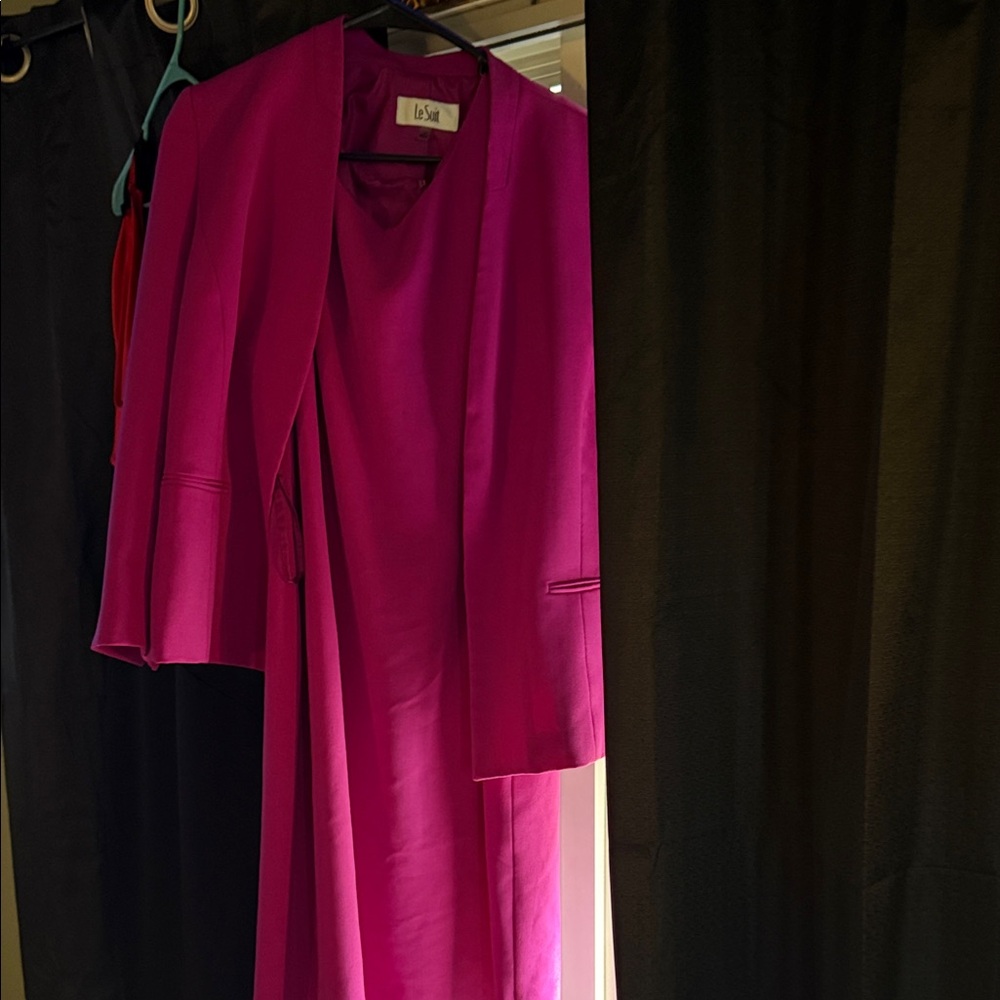 Le Suit Fuchsia Dress and Blazer Ensemble